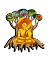 Magnetic Sticker | Meditating Buddha in MDF Wood for Home Decoration | Fridge Etc (9.5 Cms) (1 Pc)