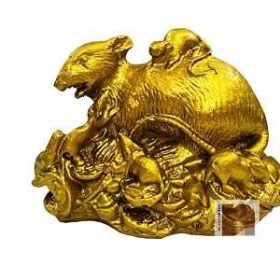 Feng Shui Mongoose On Wealth Ingots Showpiece in Polyresin (8 Cms) (1 Pc)