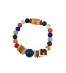 Om Mani Padme Hum Carved Agate Beads Stretchable Bracelet (Multicolour) (6 MM Beads) (1 Pc)