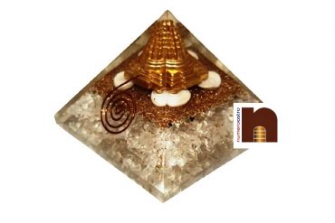 Orgone Pyramid Shri Yantra with Selenite Crystal Stones for Spiritual Healing (1 Pc)