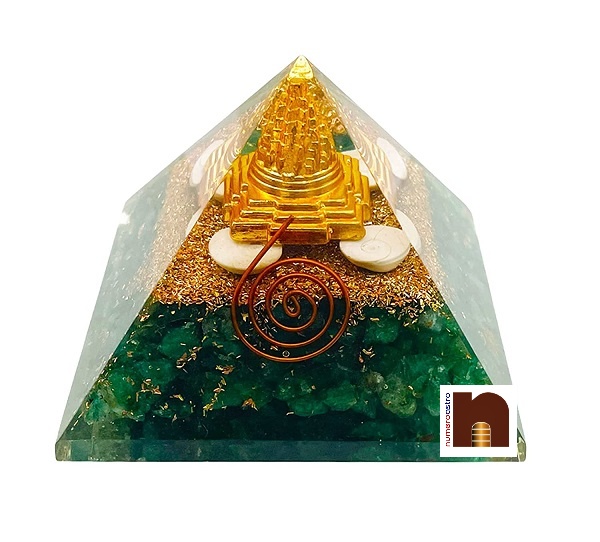 Orgone Pyramid wm2 Shri Yantra with Green Jade 2