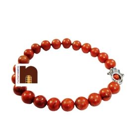Red Jasper Round Beads Stretchable Bracelet For Men & Women (8 MM) (1 Pc)
