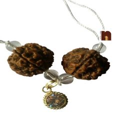 Five Mukhi Rudraksha With White Zircon Pendant For Men & Women (1 Pc)