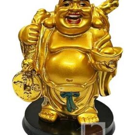 Feng Shui Laughing Buddha | Happy Man with Ingot & Lucky Coins (Height 10 Cms) (1 Pc)