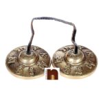 Brass Tingsha Bell With Lucky Symbols For Meditation (Tibetan Cymbals) (6 Cms Approx) (1 Pc)
