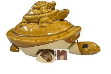 Feng Shui Triple Tortoise Family Showpiece in Ceramic for Car Dashboard (11 Cms) (1 Pc)