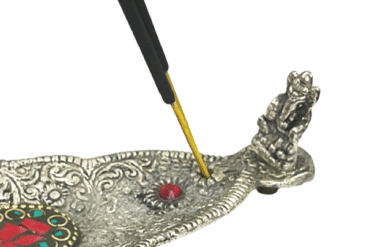 Agarbatti Stand | Incense Stick Holder Engraved with Multistone with Lord Ganesha Idol (22 Cms) (1 Pc)