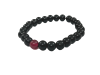 Black Agate | Hakik Gemstone Stretchable Round Beads Bracelet With Red Agate Bead (1 Pc)