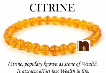 Citrine | Sunela Round Beads Stretchable Bracelet For Men & Women (1 Pc)