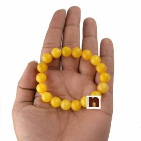 Yellow Agate | Hakik Stretchable Bracelet For Men & Women (8 MM Beads) (2 Pcs)