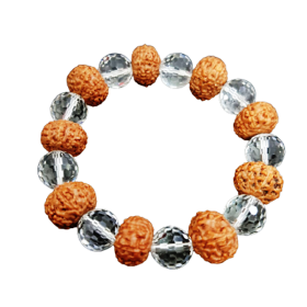 7 Mukhi Rudraksha & Crystal | Sphatik Diamond Cut Beads Bracelet For Men & Women (1 Pc)