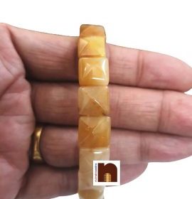 Yellow Jade Pyramid Shape Stone Bracelet (Stretchable) (1 Pc)