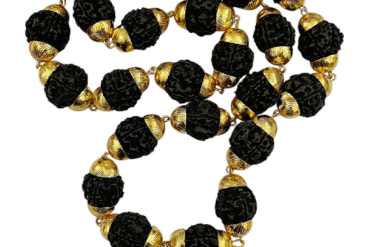5 Mukhi Rudraksha Kantha Mala with Gold Plated Brass Capping (20-22 MM Beads) (27+1=28 Beads)