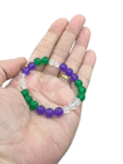 Amethyst,Green Aventurine & Crystal Quartz Round Beads Bracelet (8 MM Beads) (1 Pc)