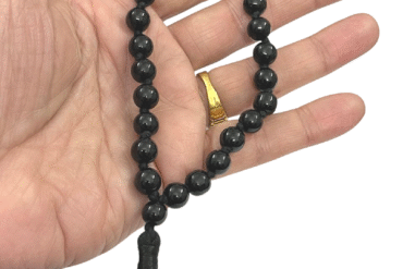 Black Agate | Hakik Round Beads Mala for Jaap (8 MM) (27 Beads) (1 Pc)