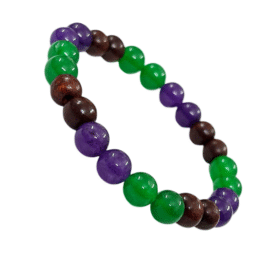 Amethyst, Green Aventurine & Wood Bracelet For Men & Women (8 MM) (1 Pc)