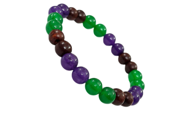 Amethyst, Green Aventurine & Wood Bracelet For Men & Women (8 MM) (1 Pc)