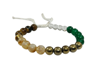 Money Magnet Bracelet with Clear Crystal, Green Aventurine, Pyrite, Tiger's Eye and Citrine (8 MM Beads) Adjustable Bracelet For Men & Women