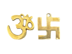 Om & Swastik in Brass | Brass Om | Swastik Wall Hanging (2 Inches Each) (1 Set)