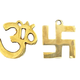 Om & Swastik in Brass | Brass Om | Swastik Wall Hanging (2 Inches Each) (1 Set)