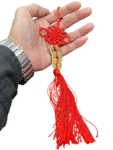 Feng Shui Lucky Coins Hanging with Mystique Knot in Red Silky Thread for Hanging for Good Fortune & Prosperity (1 Pc)