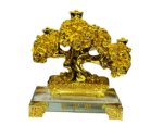 Feng Shui Vastu Lucky Coins Tree | Wealth Tree | Kalpavriksha in Resin On Glass Stand for Homes & Offices (12 Cms) (1 Pc)