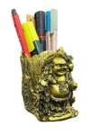 Feng Shui Laughing Buddha Pen Stand | Happy Man Pen Stand In Polyresin (Height-10 Cms) (1 Pc)
