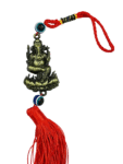 Lord Ganesha with Evil Eye Hanging in Red Silky Thread for Cars, Homes, Wall Hanging for Good Fortune & Prosperity (1 Pc)