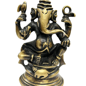 Lord Ganesha Idol in Brass Antique Finish for Puja, Temples & Home Decor (12 Cms) (1 Pc)