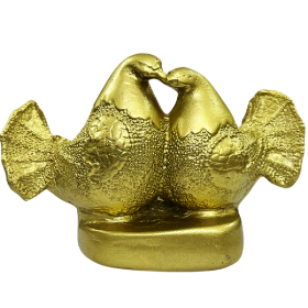 Feng Shui Love Birds | Mandarin Ducks Showpiece in Polyresin (Golden) (1 Pc)