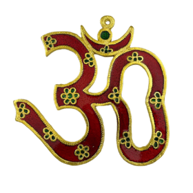 Om Idol in Metal with Colour Meenakari Wall Hanging (21 Cms) (1 Pc)