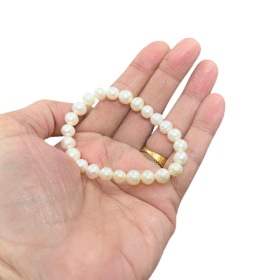 Pearl | Moti Round Beads Bracelet For Men & Women (8 MM Beads) (1 Pc)