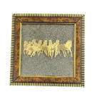 Pyrite Plate | Seven Running Horses Pyrite Plate in Frame | Pyrite Dust Plate Frame Wall Hanging (19 Cms) (1 Pc)