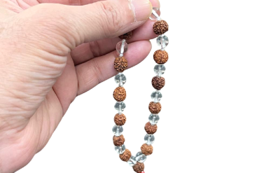 Rudraksha Crystal Mala Round Beads Mala for Jaap (8 MM) (27 Beads) (1 Pc)