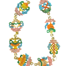 8 Auspicious Symbols of Tibetan Buddhism (Tashi Tagye) in Aluminium Wall Hanging (30 Inches) (1 Pc)