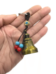 Tibetan Bell KeyChain | Guardian Bell | Lucky Bell Key Chain | Good Luck Swiss Bell Key Chain Oxidized Golden Colour With Coloured Beads (1 Pc)