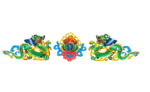 Tibetan Budhist Norbu With Two Dragons Of Fortune In Aluminium Wall Hanging (Green) (1 Set)