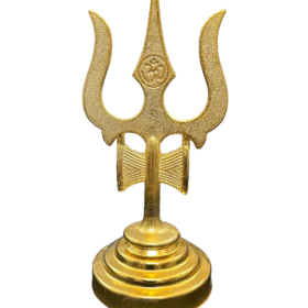 Trishul Damru with Om Engraved in Mix Metal for Puja Ghar | Home Temple (Golden) (12 Cms Approx)