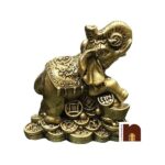 Feng Shui Elephant On Lucky Coins & Ingot For Wealth & Good Fortune (8 Cms) (1 Pc)