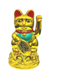 Feng Shui Lucky Cat Sitting On Wealth Ingots with Waving Hand Showpiece (11 Cms) (1 Pc)