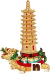 Feng Shui Educational Tower On Dragon | Tortoise Showpiece (Resin) (17 Cms) (1 Pc)