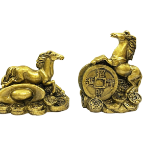 Feng Shui Wealth & Money Horse Set in Polyresin (1 Set)
