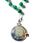 Green Agate | Hakik Mala In White Metal With Pure Silver Budh Yantra Pendant (54+1 Beads) (6 MM) (1 Pc)