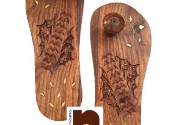 Beautifully Handcrafted Wooden Charan Paduka | Wooden Khadau | Wooden Slipper for Wearing (10.5 Inches Approx) (1 Set)