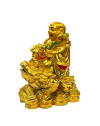 Feng Shui Laughing Buddha Happy Man Sitting On Frog Showpiece in Polyresin (8 Cms) (1 Pc)