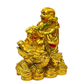 Feng Shui Laughing Buddha Happy Man Sitting On Frog Showpiece in Polyresin (8 Cms) (1 Pc)