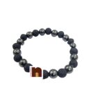 Lava & Magnet Bracelet For Men & Women (Stretchable) (8 MM Beads) (1 Pc)