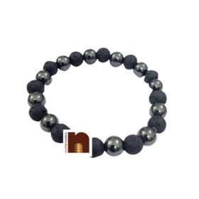 Lava & Magnet Bracelet For Men & Women (Stretchable) (8 MM Beads) (1 Pc)