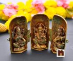Shri Laxmi,Ganesh,Saraswati Idol in Oxidized Golden Box (1 Pc)
