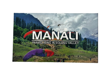 Fridge Magnet | Magnetic Sticker in Rubber for Kitchen & Home Decor (Manali Paragliding in Solang Valley) (10 Cms) (1 Pc)